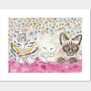 Cute kittens  cat watercolor painting Posters and Art